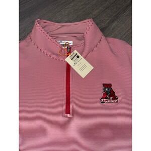 Peter Millar Alabama Crimson Tide Crown Sport Red White Striped Quarter Zip XXL